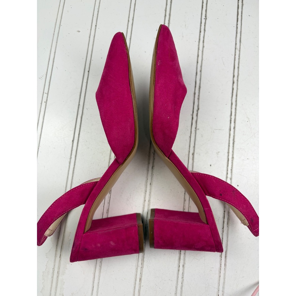 Marc Fisher Pink Suede Slingback Block Heels Dress Pumps Women's Size 7 - Picture 9 of 9